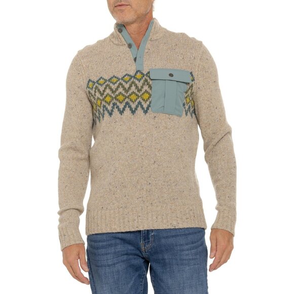 NEW SmartWool man  Heavy Henley Sweater - Merino Wool Oat Heather 253 - Picture 3 of 4